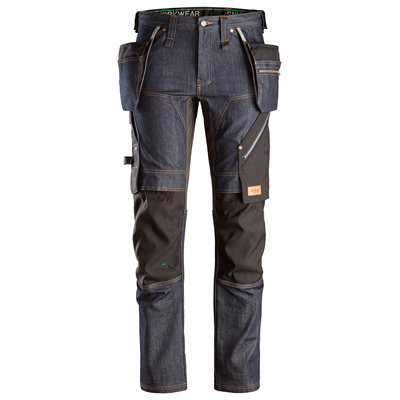 SNICKERS 6955 FLEXIWORK DENIM WORK TROUSERS+ WITH HOLSTER PO